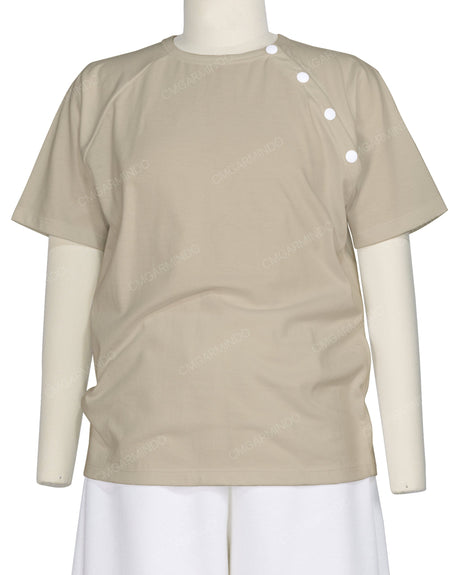 Button Shoulder Raglan T-Shirt