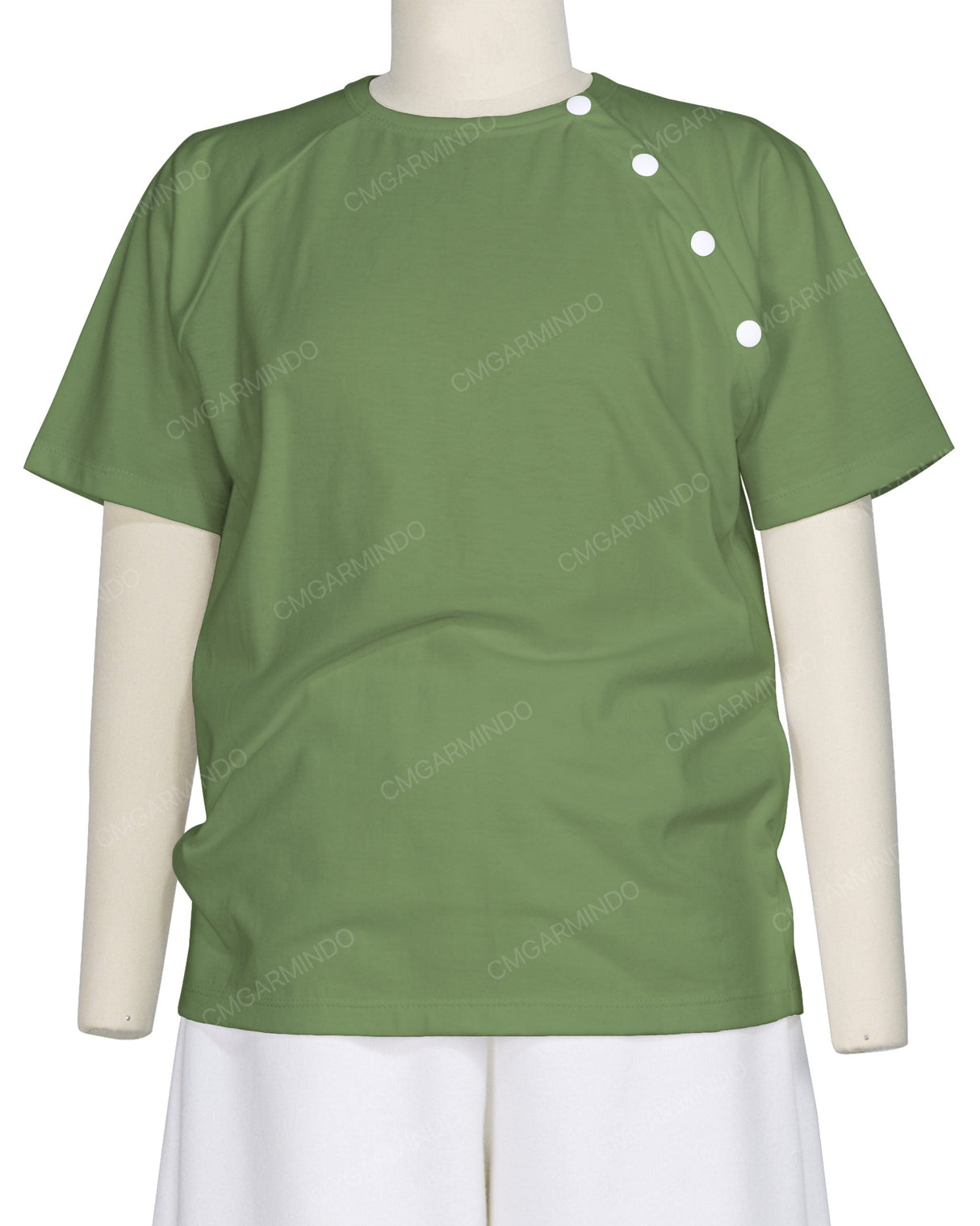 Button Shoulder Raglan T-Shirt
