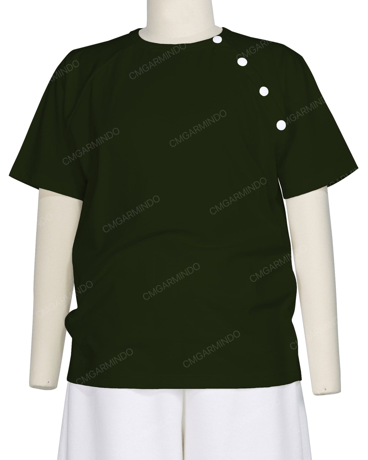 Button Shoulder Raglan T-Shirt