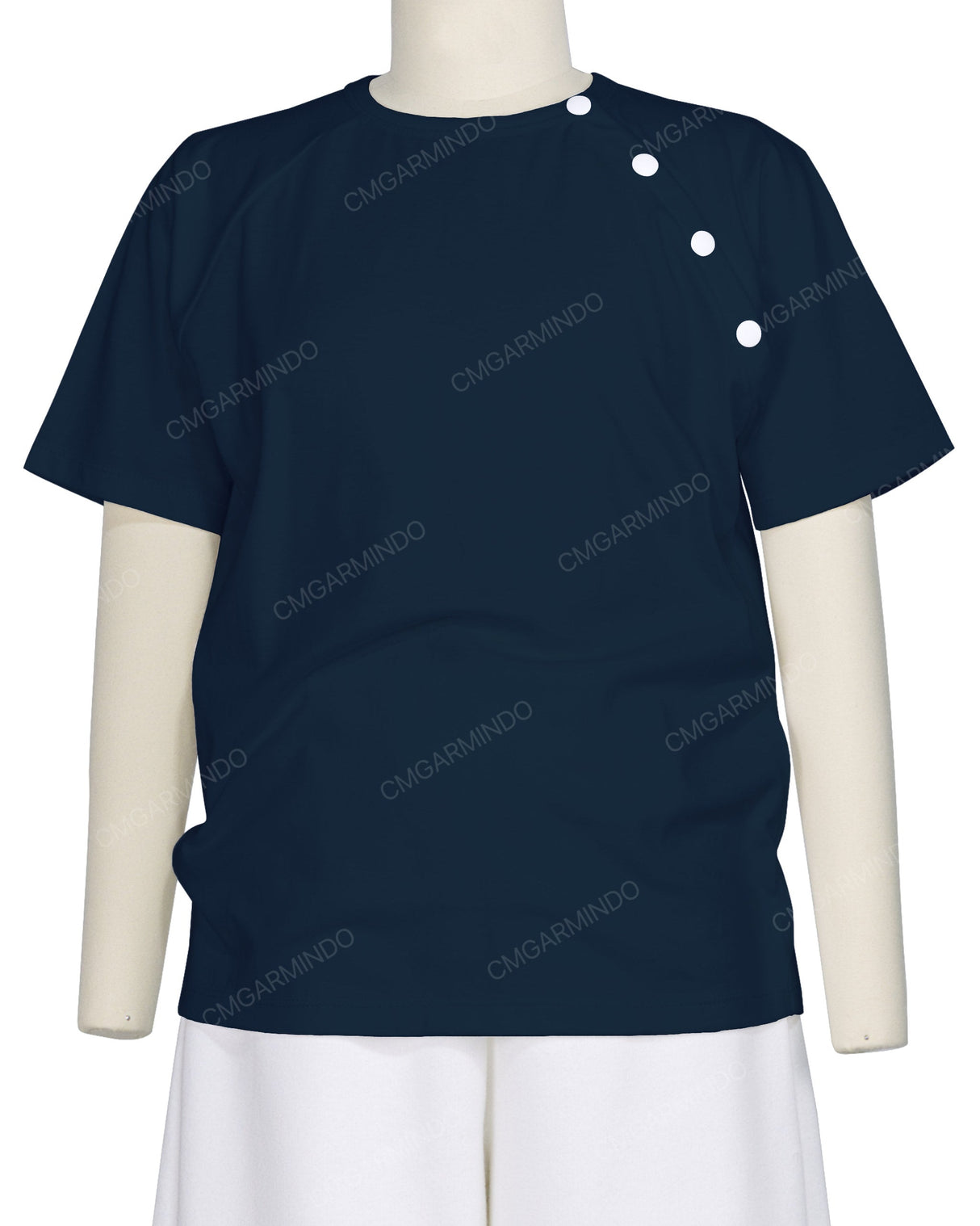 Button Shoulder Raglan T-Shirt