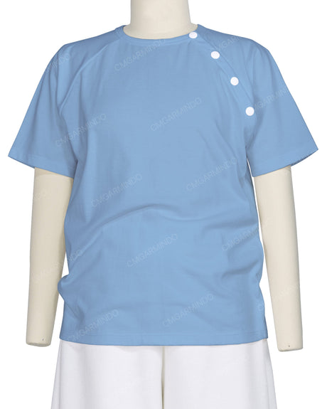 Button Shoulder Raglan T-Shirt