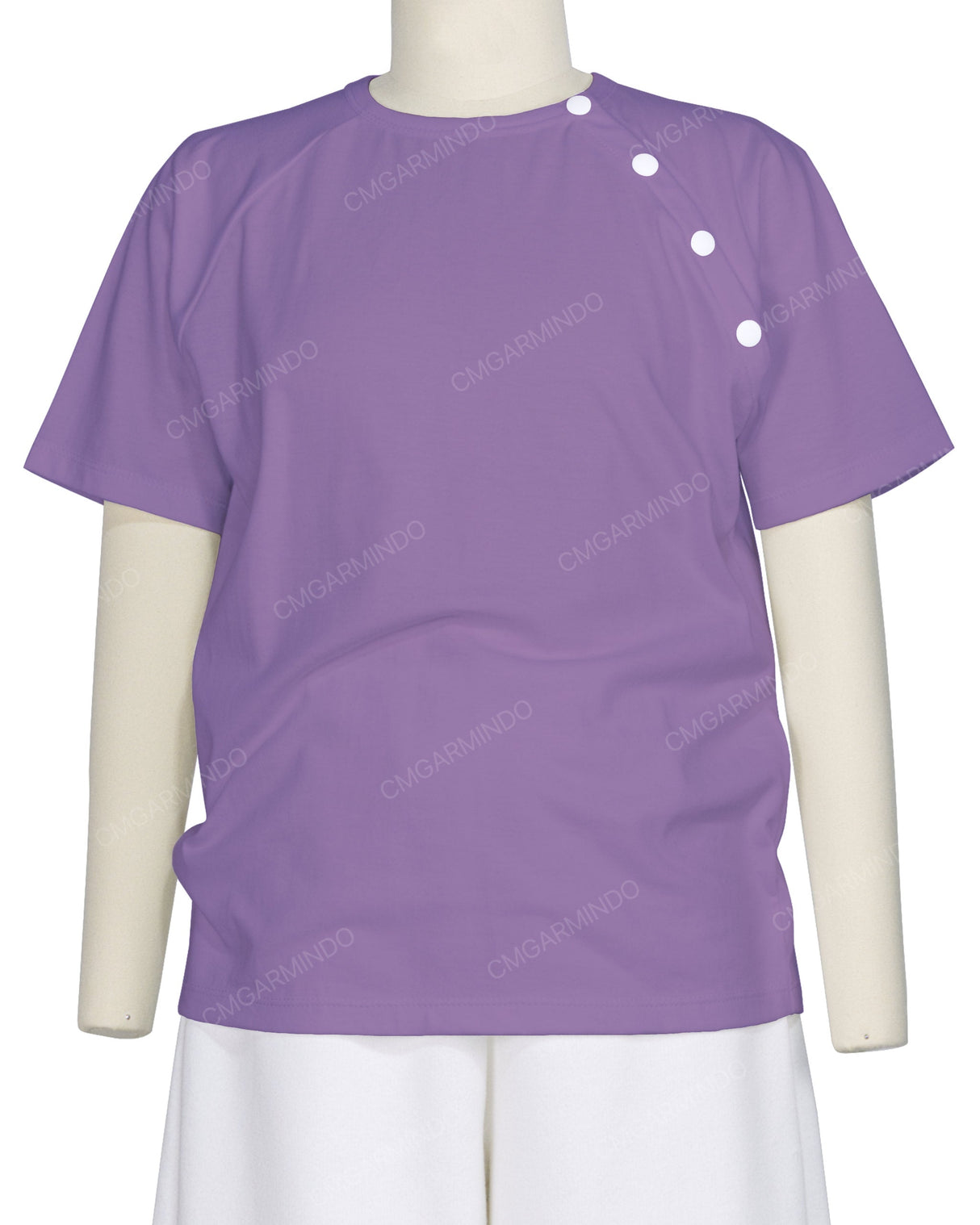Button Shoulder Raglan T-Shirt