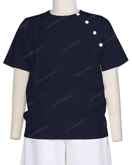 Button Shoulder Raglan T-Shirt