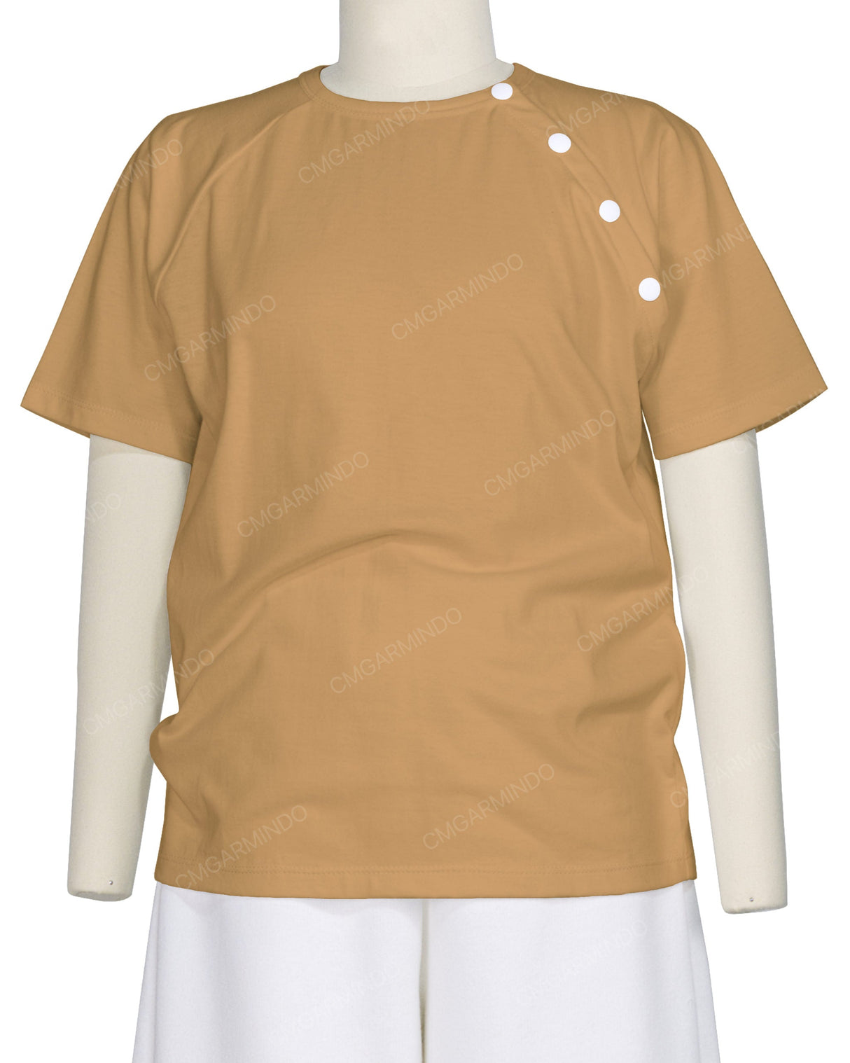 Button Shoulder Raglan T-Shirt