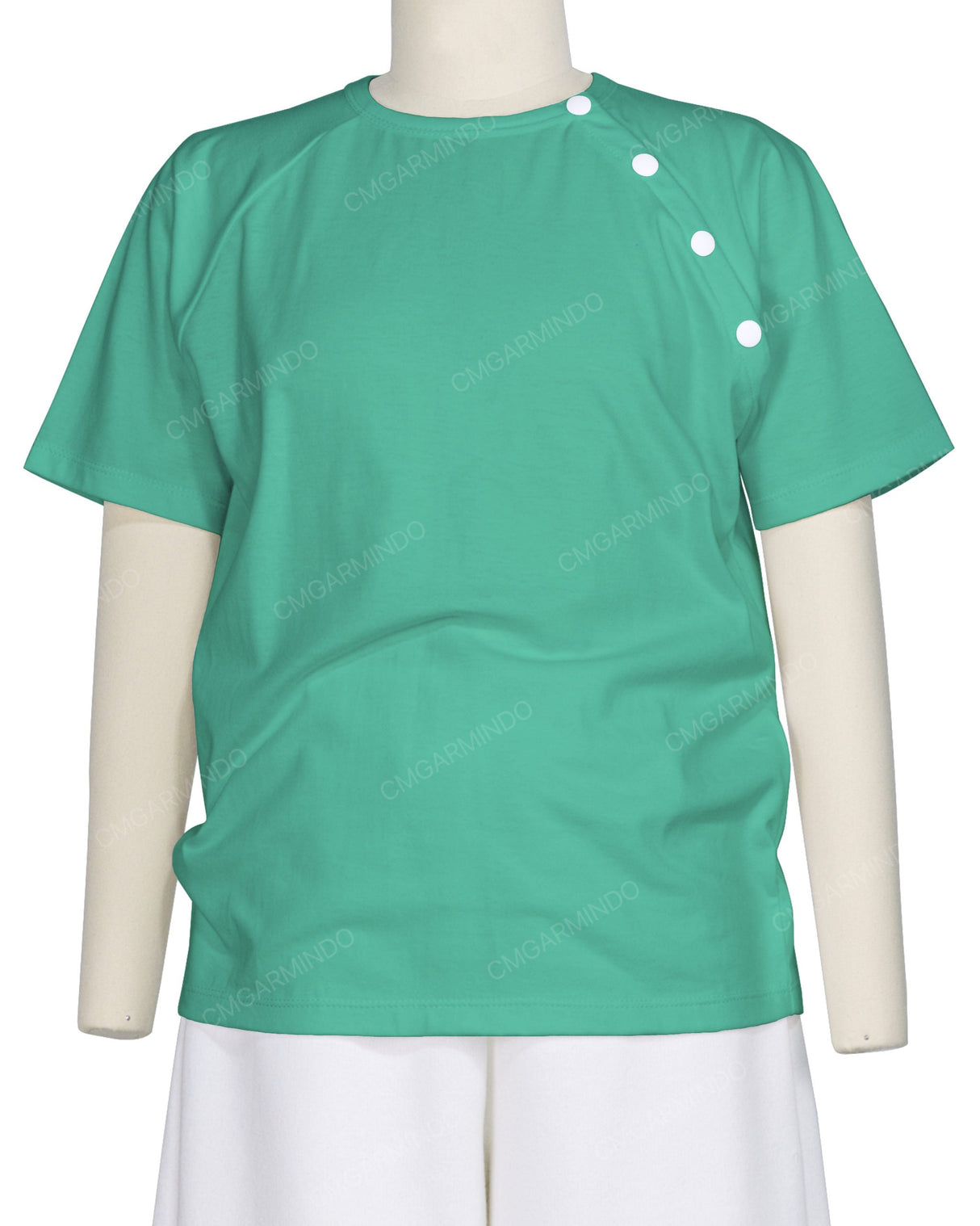 Button Shoulder Raglan T-Shirt