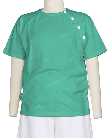 Button Shoulder Raglan T-Shirt