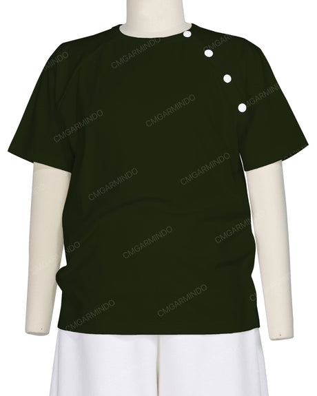 Button Shoulder Raglan T-Shirt