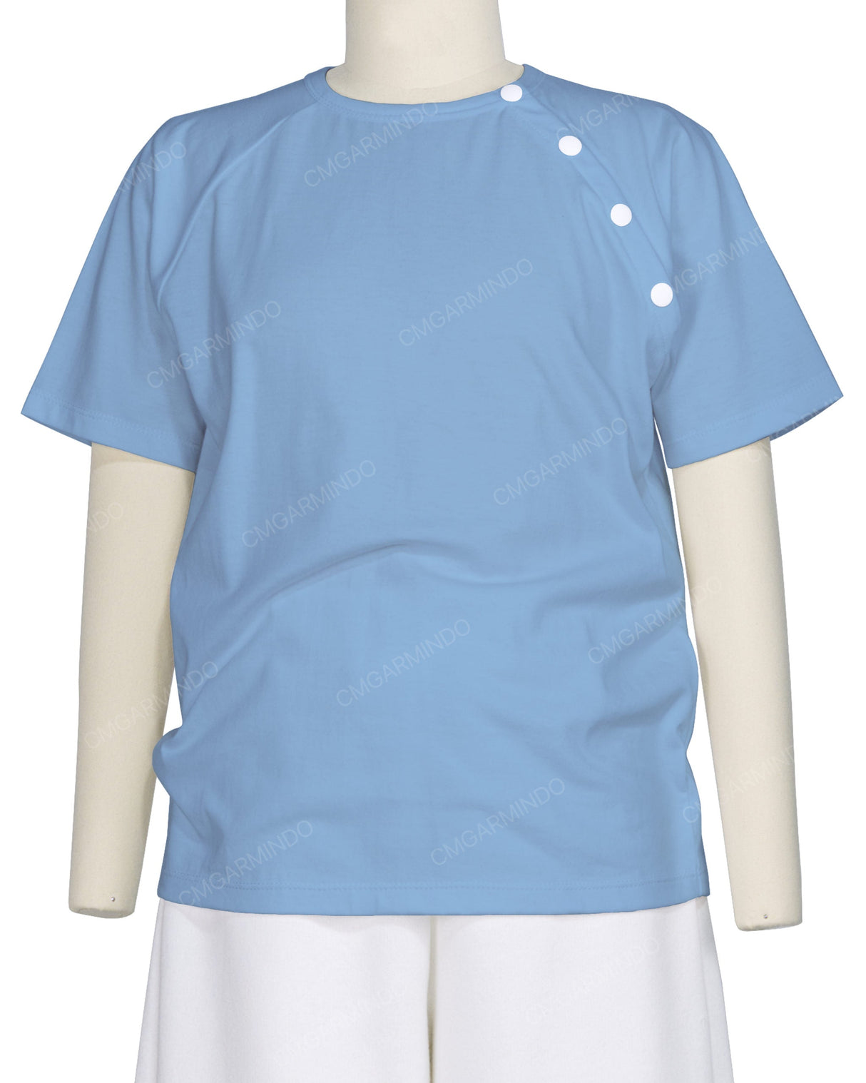 Button Shoulder Raglan T-Shirt
