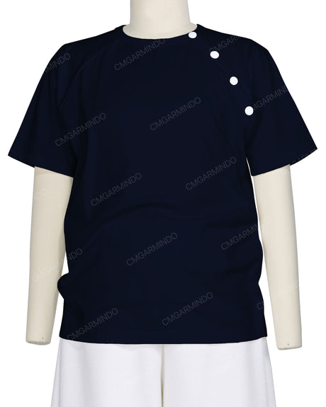 Button Shoulder Raglan T-Shirt