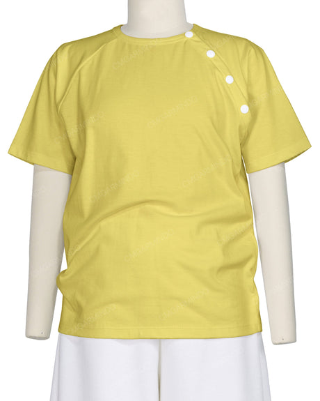 Button Shoulder Raglan T-Shirt