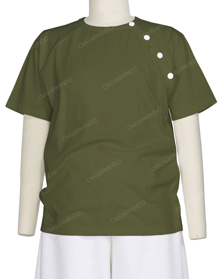 Button Shoulder Raglan T-Shirt