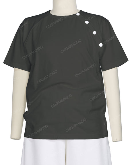 Button Shoulder Raglan T-Shirt
