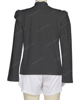 Long Sleeve High Neck Puff Shoulder Top