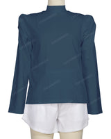 Long Sleeve High Neck Puff Shoulder Top