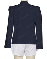 Long Sleeve High Neck Puff Shoulder Top