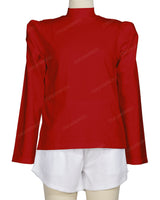 Long Sleeve High Neck Puff Shoulder Top