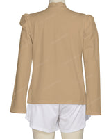 Long Sleeve High Neck Puff Shoulder Top
