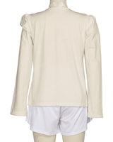 Long Sleeve High Neck Puff Shoulder Top