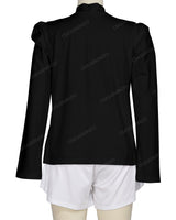Long Sleeve High Neck Puff Shoulder Top