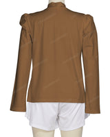 Long Sleeve High Neck Puff Shoulder Top