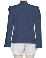 Long Sleeve High Neck Puff Shoulder Top