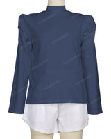 Long Sleeve High Neck Puff Shoulder Top