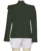 Long Sleeve High Neck Puff Shoulder Top