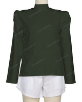 Long Sleeve High Neck Puff Shoulder Top