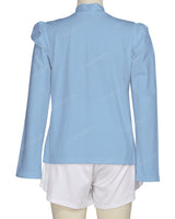 Long Sleeve High Neck Puff Shoulder Top