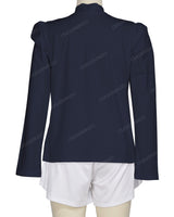 Long Sleeve High Neck Puff Shoulder Top