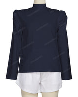 Long Sleeve High Neck Puff Shoulder Top