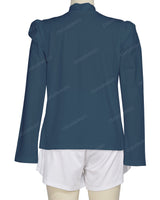 Long Sleeve High Neck Puff Shoulder Top