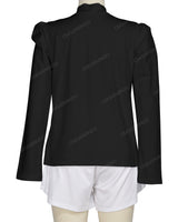 Long Sleeve High Neck Puff Shoulder Top