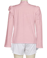 Long Sleeve High Neck Puff Shoulder Top