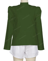 Long Sleeve High Neck Puff Shoulder Top