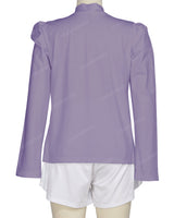 Long Sleeve High Neck Puff Shoulder Top