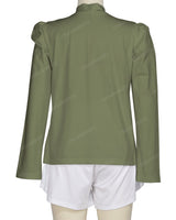 Long Sleeve High Neck Puff Shoulder Top