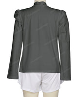 Long Sleeve High Neck Puff Shoulder Top