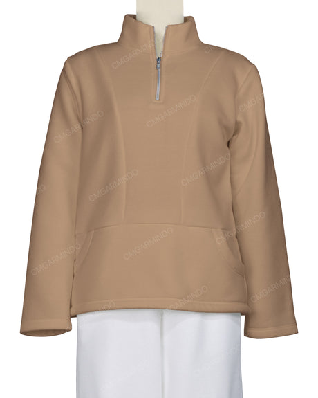 High Neck 1/4 Zip Panel Sweatshirt