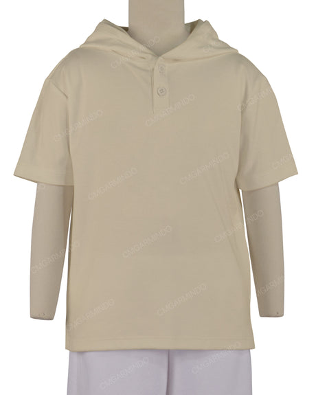 Short Sleeve Half Placket Hoodie