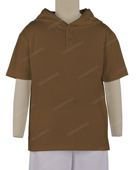 Short Sleeve Half Placket Hoodie