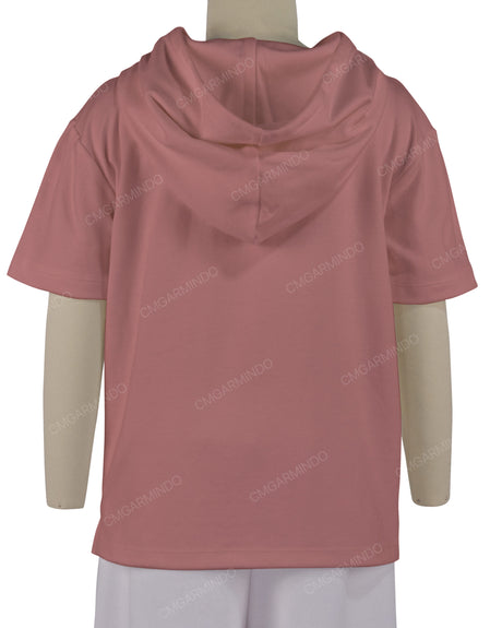 Short Sleeve Half Placket Hoodie