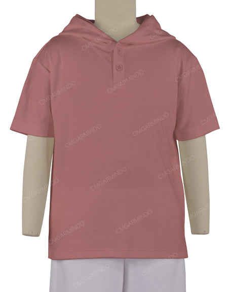 Short Sleeve Half Placket Hoodie