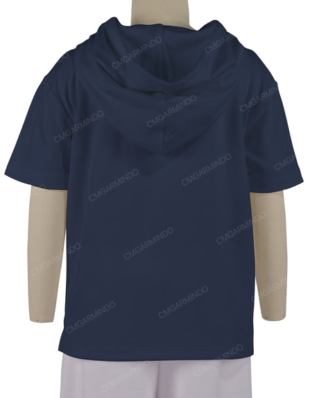 Short Sleeve Half Placket Hoodie