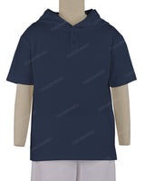 Short Sleeve Half Placket Hoodie