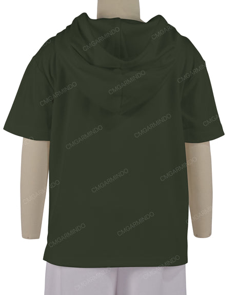 Short Sleeve Half Placket Hoodie