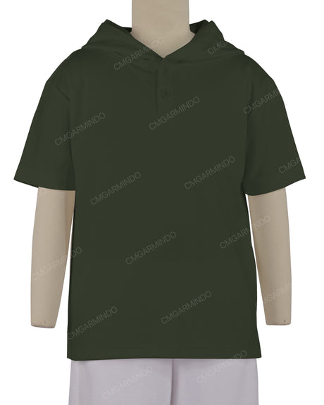 Short Sleeve Half Placket Hoodie