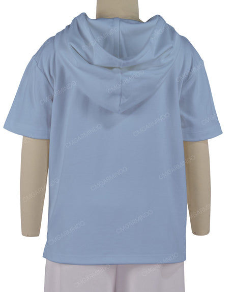 Short Sleeve Half Placket Hoodie