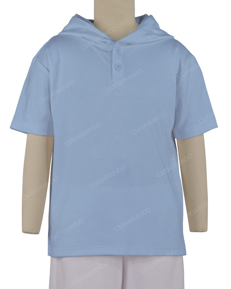 Short Sleeve Half Placket Hoodie