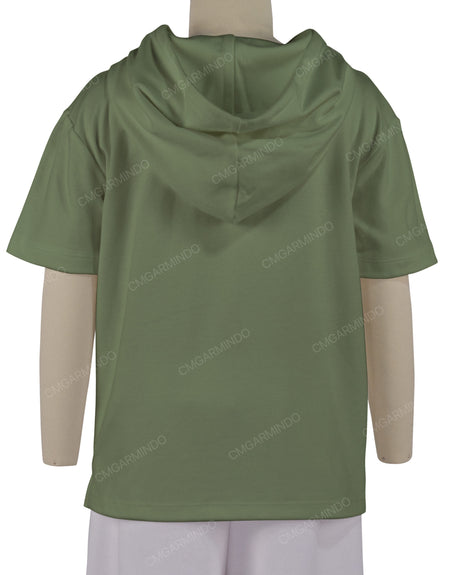 Short Sleeve Half Placket Hoodie